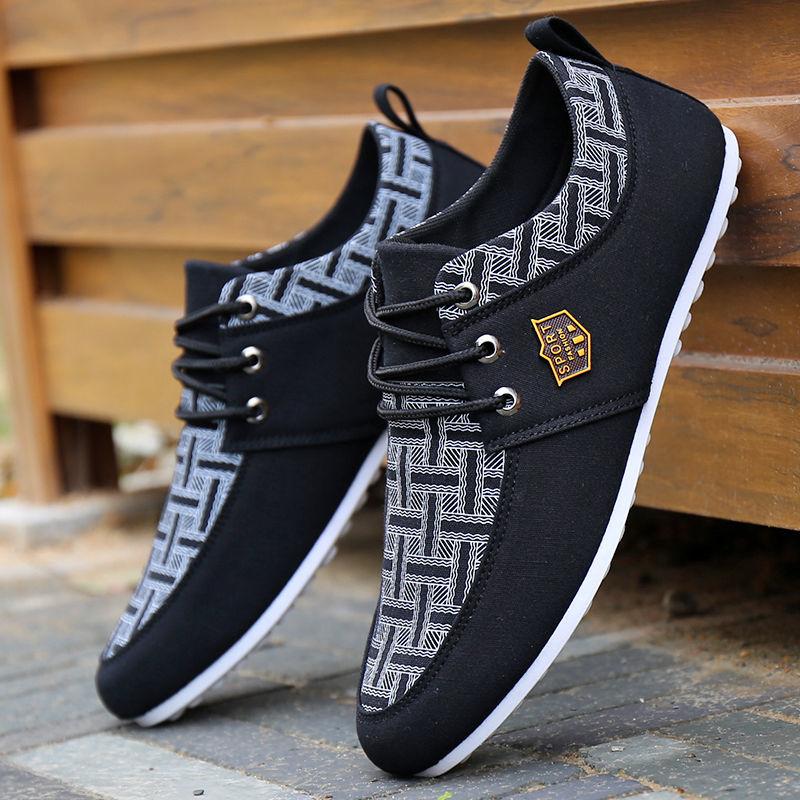 Men's Spring and Autumn Old Beijing Canvas Shoes Boys Beanie Shoes Walking Casual Sneakers