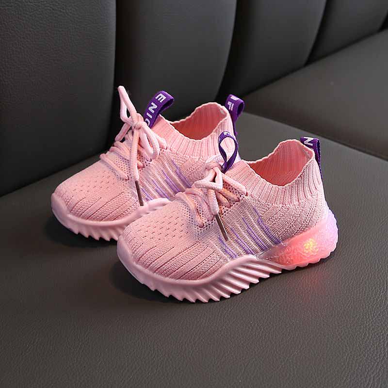 21-30 Summer Child Sneakers Kids Breathable Non-slip Basketball Shoes Lightweight Running Shoes Comfortable Deodorant Girls Shoes with Light