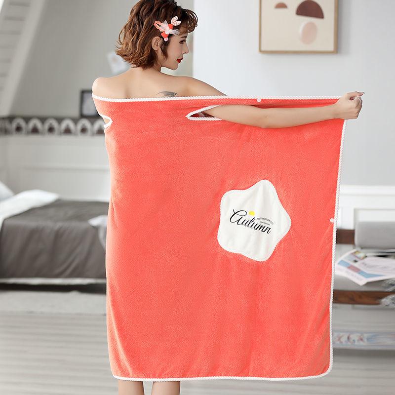 Wearable Bath Towels Female Towels Adult Cute Bath Skirts Softer and Faster-drying Than Pure Cotton Absorbent Coral Fleece Fabric