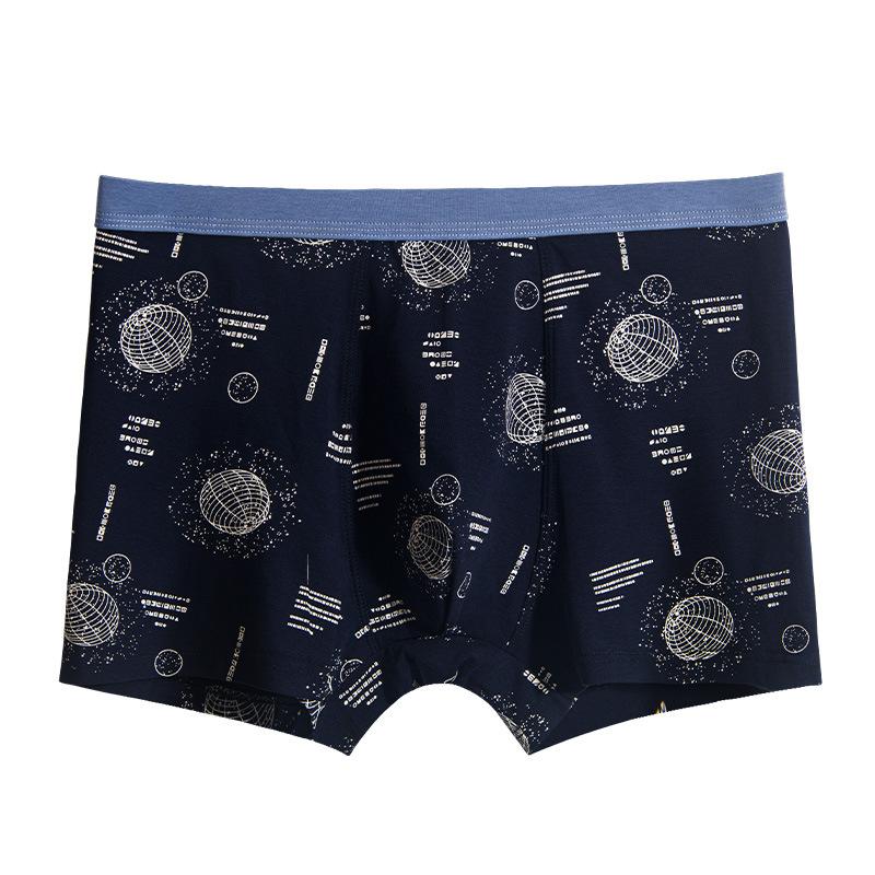 4Pcs/Set Men's Solid Color Printing Boxer Seamless Large Size Cotton Underpants Men's Soft Comfortable Boxer Pants