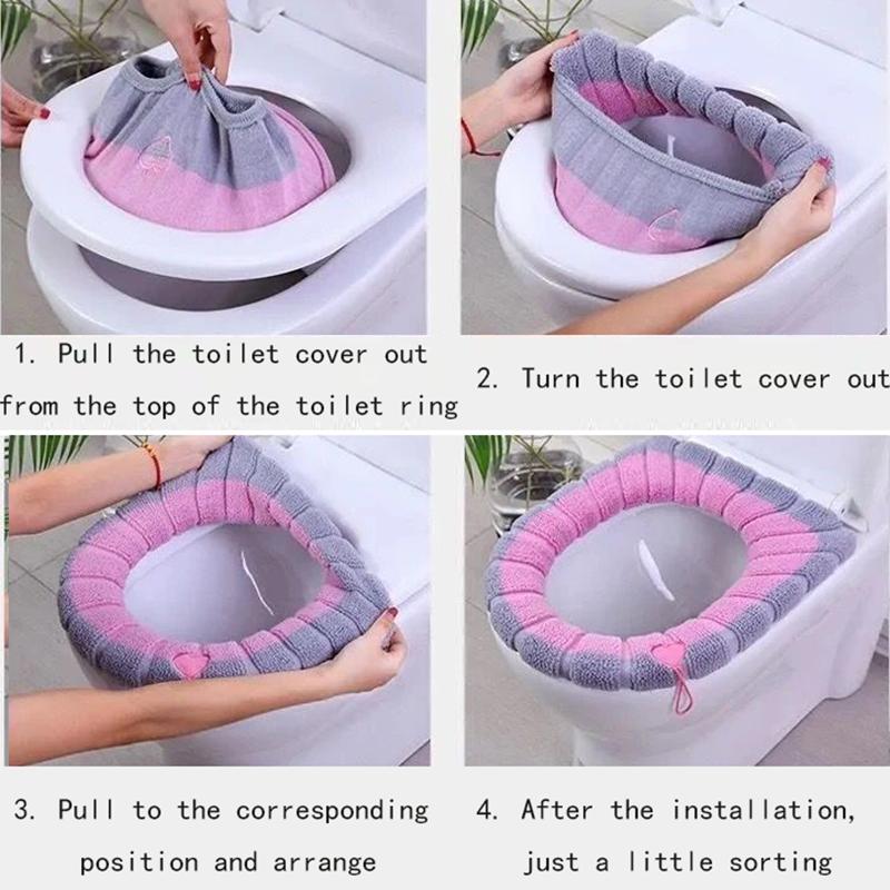 3 Sets of Household Toilet Cushions Waterproof and Antibacterial Toilet Cushions Cute Toilet Cover Thickened Toilet Cushions for All Seasons