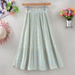 Design Sense Floral Pleated Skirt Women's Spring and Summer Mid-length High Waist All-match Drape A-line Large Swing Skirt