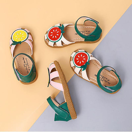 Girls Baotou Sandals Tendon Flat Casual Fashion Korean Wild Little Princess Watermelon Shoes