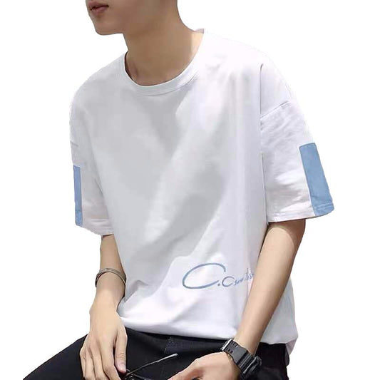 Summer Short-sleeved T-shirt Male Students Loose Five-point Sleeves Youth Cotton Handsome All-match Clothes