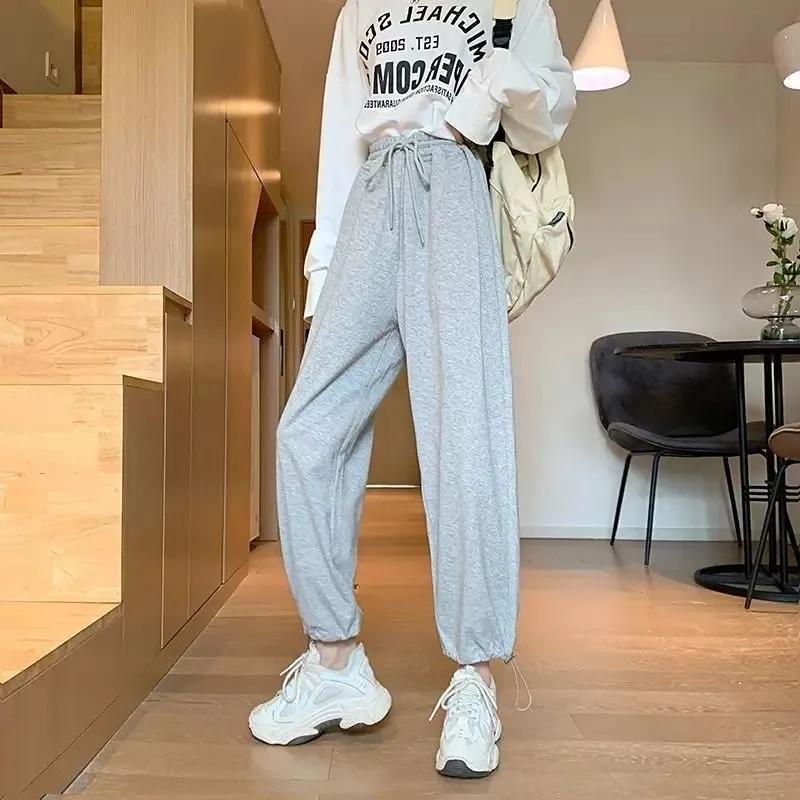 Sports Pants Women's Loose Drawstring Sweat Pants Wide Leg Casual Pants Fitness Jogging Straight Pants Trousers