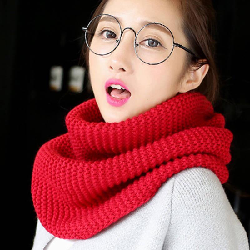 Women's Knitted Inch Scarf Knitted Warm Round Neck Scarf