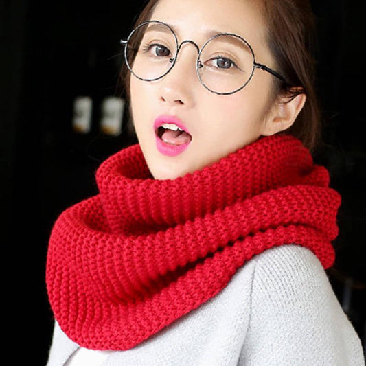 Women's Knitted Inch Scarf Knitted Warm Round Neck Scarf