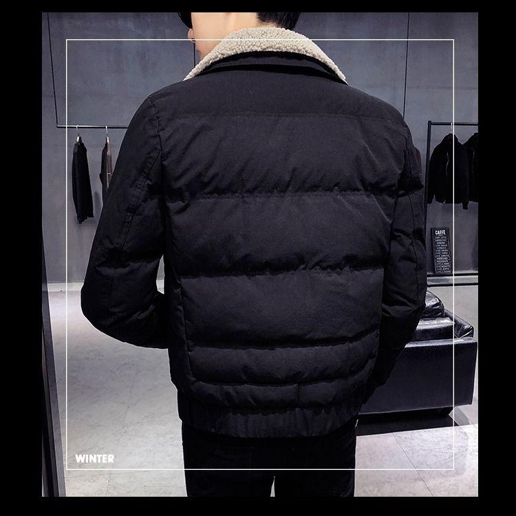 Trendy Cotton Jacket Men's Korean Fashion and Handsome Winter Lamb Wool Short Thick Warm Jacket