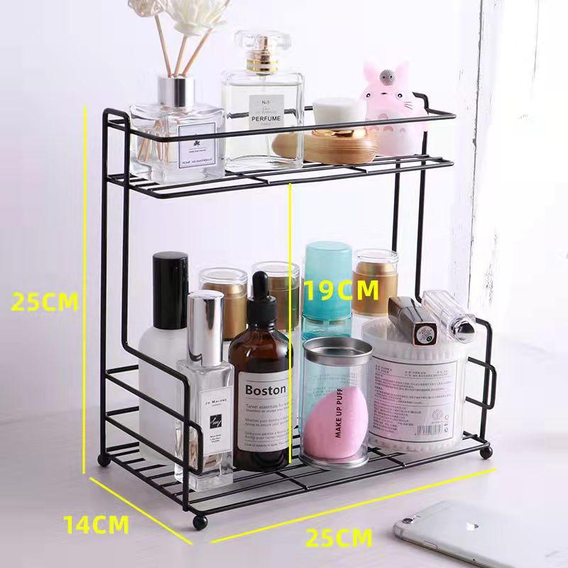 Desktop Bathroom Cosmetic Storage Rack Dormitory Office Storage Double-layer Finishing Rack Kitchen Spice Rack Organizer Study Room Rack