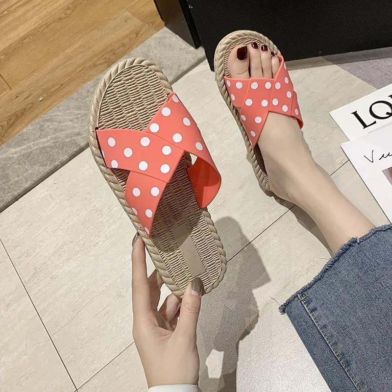 2PCS Slippers Women's Summer Outdoor Wear All-match Fashion Non-slip Soft Beach Sandals and Slippers