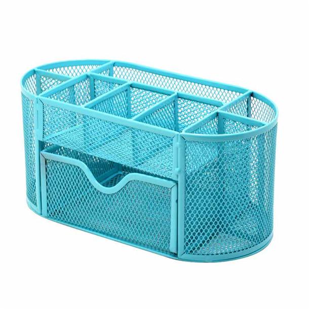 Multifunctional Iron Pen Holder Mesh Storage Box Mesh Hollow Pen Pot Makeup Brushes Storage Desk Pen Holder