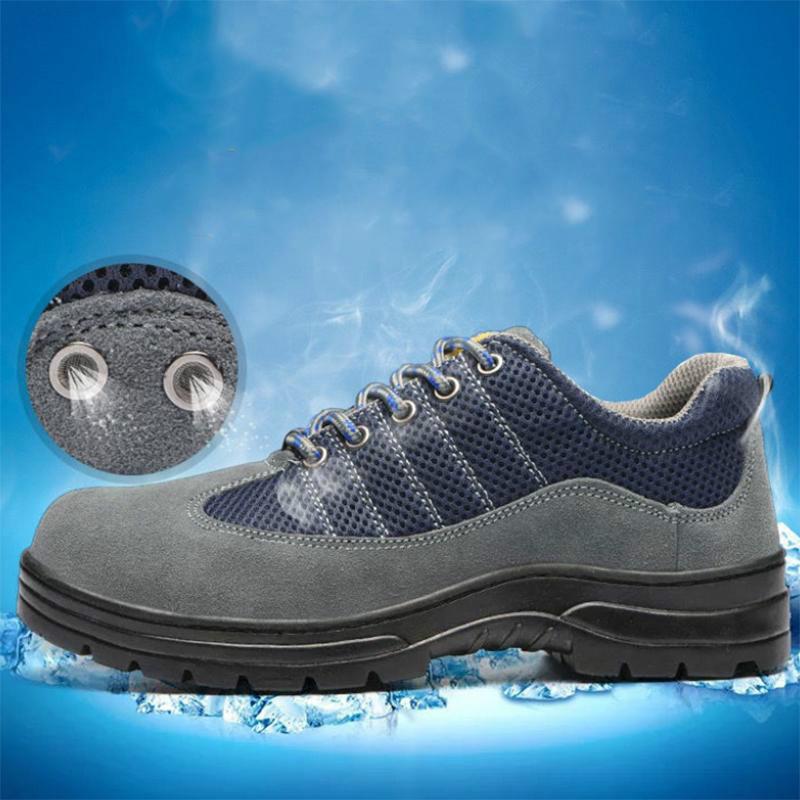 Men's Summer Lightweight Breathable Deodorant Safety Shoes Steel Toe Cap Anti-smash and Anti-piercing Safety Shoes Anti-slip Wear-resistant Work Shoes