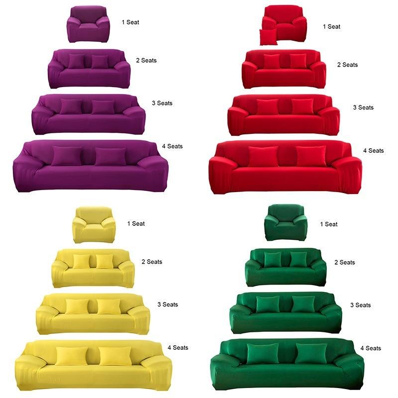 1-4 Seats Solid Color Elastic Sofa Cover Universal Furniture Home Decor Sofa Slipcover