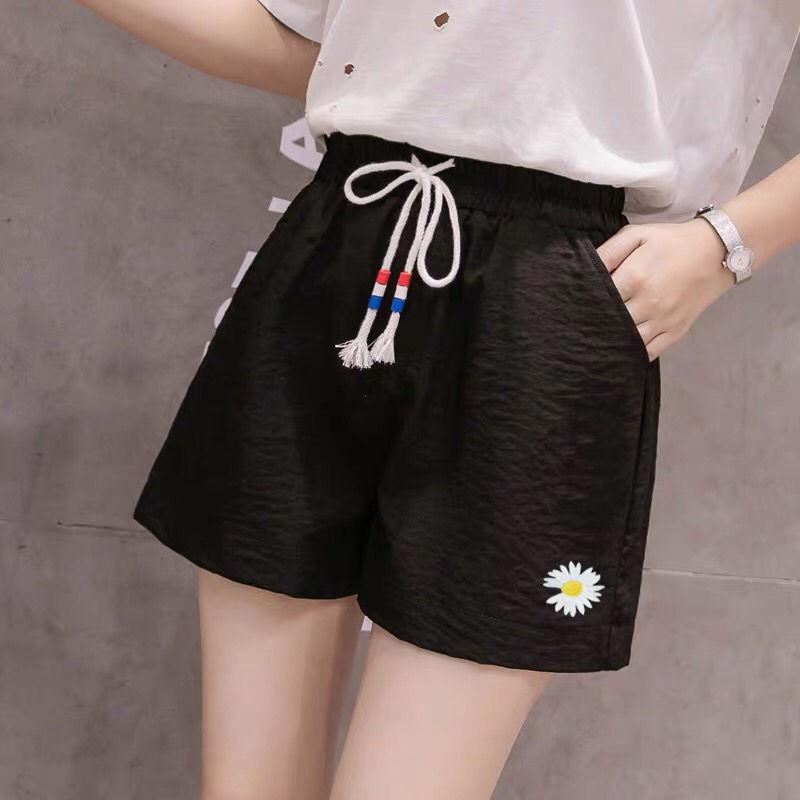 Small Daisy Cotton and Linen Sports Shorts Women's Loose Thin Section Was Thin High-waisted Wide-leg Pants Wearing All-match Casual Shorts