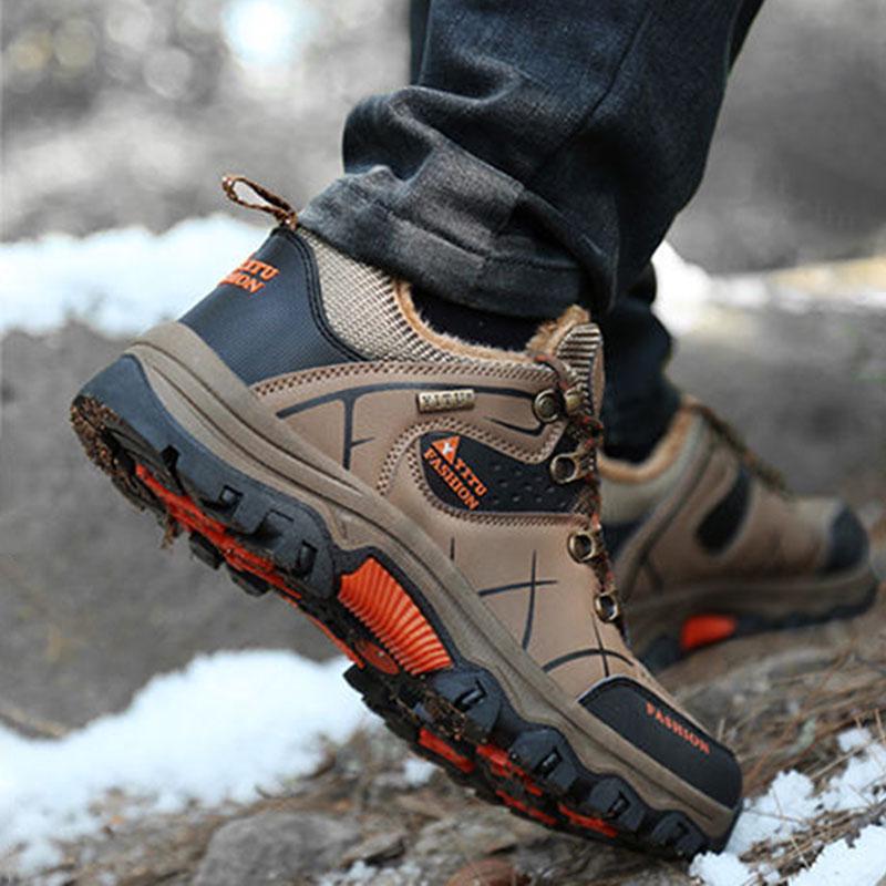 Men Winter Snow Boots Waterproof Leather Sneakers Super Warm Men's Boots Outdoor Male Hiking Boots Work Shoes