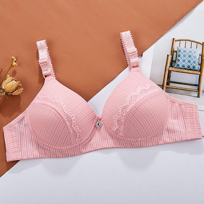 Sexy Lace Gathered Bra Without Steel Ring Adjustable Embroidery Comfortable Underwear Gem Pendant Lace Sexy and Cute