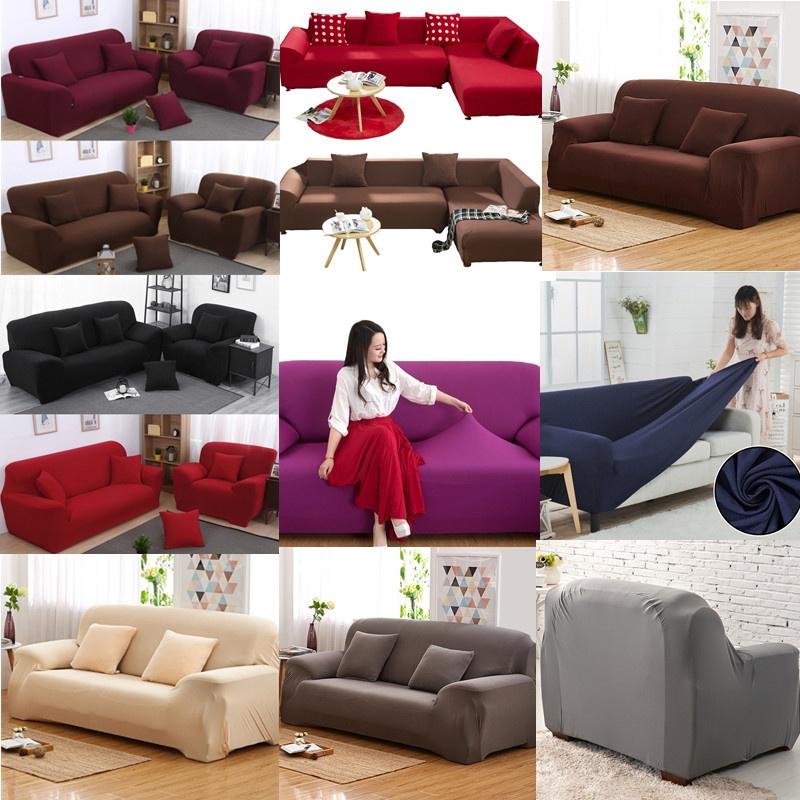 1-4 Seats Solid Color Elastic Sofa Cover Universal Furniture Home Decor Sofa Slipcover