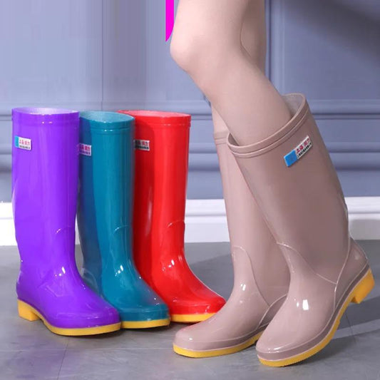 Tendon Bottom High Tube Rain Boots Women Winter Non-slip Rain Boots Rubber Shoes Mid Tube Waterproof Rain Boots