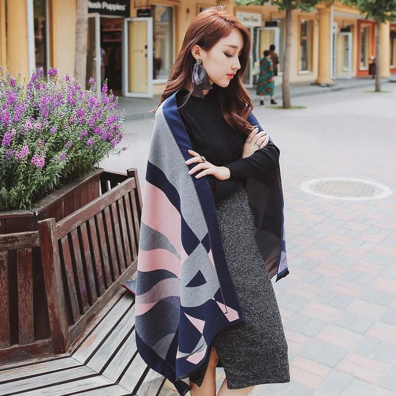 Double-sided Scarf Oversized Cashmere Shawl Dual-use Women's Winter All-match Thickened Air-conditioned Room Warm and Soft Wrap