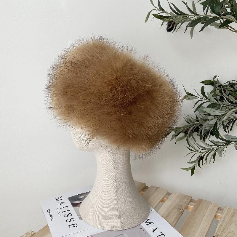 Women's Autumn and Winter Imitation Fox Fur Beanie Hat Thick Fur Hollow Top Hat Warm Hat Fur Hat Ring Solid Fluffy Fur Fedoras Female Headgear