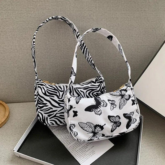 Baguette Bag Nylon Animal Pattern Armpit Bag for Women Shoulder Handbags Lady Simple Hand Bag