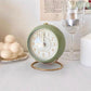 Cute Retro Minimalist Desktop Alarm Clock Nordic Round Bedside Table Clock Silent Night Light Alloy Clock