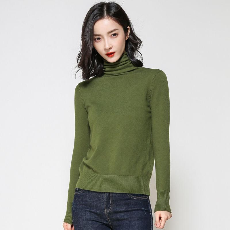 Cashmere Sweater 2019 Women's Autumn Winter Sweaters Pullover Turtleneck Solid Office Lady Slim Tops