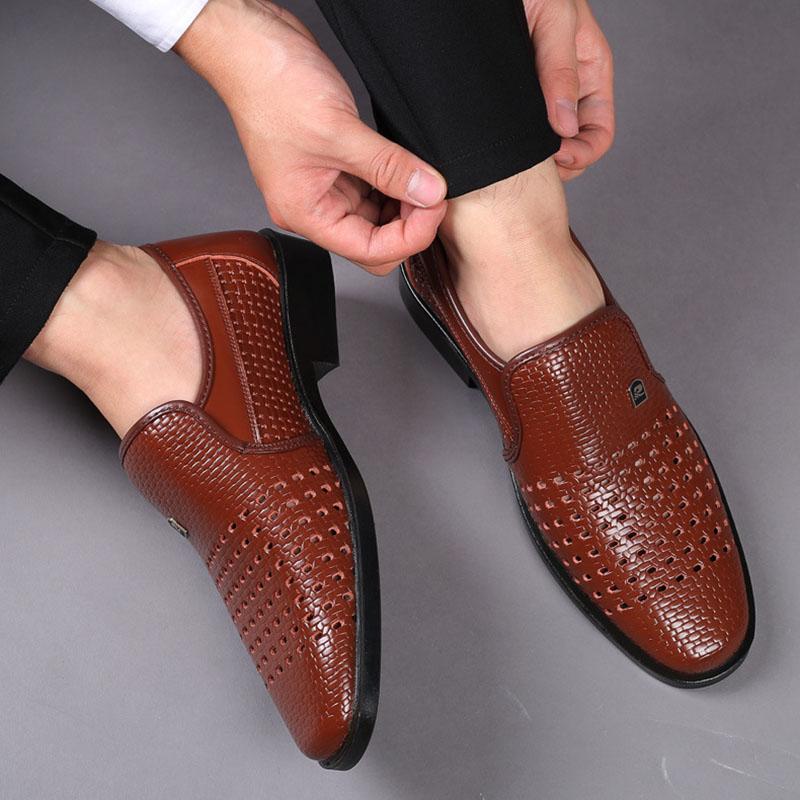 Summer Men Shoes Casual Luxury Genuine Leather Loafers Moccasins Breathable Slip on Shoes