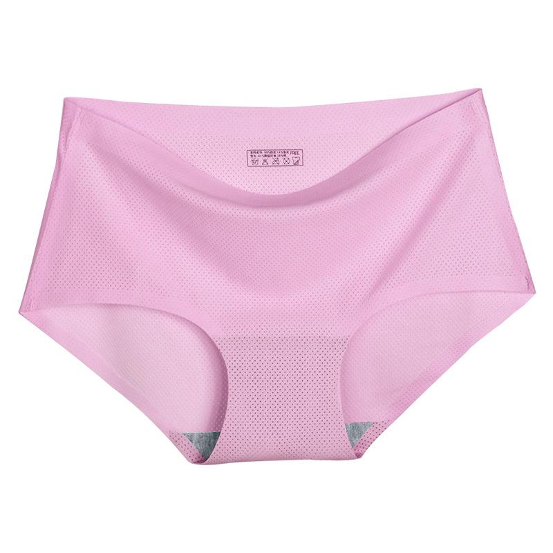 4Pcs/Set Women's Breathable Solid Color Panties Cotton Crotch Mid Waist Underpants Large Size Casual Seamless Briefs