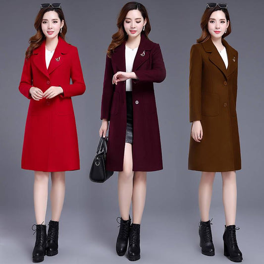 Women Wool Coat 2019 Winter Single Breasted Elegant Female Wool Blends Coat Autumn Jacket Overcoats