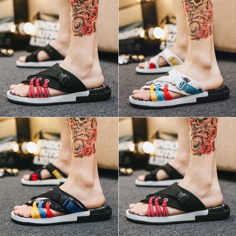 Cloth EVA Bottom Slippers Men's Sandals Men's Trend Beach Shoes Men's Sandals and Slippers Men's Word Drag Tide Slippers Men