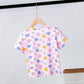 Girls T-Shirt Short Sleeve Tee Tops Kids Cartoon Printing Clothes Children Birthday Party Wear