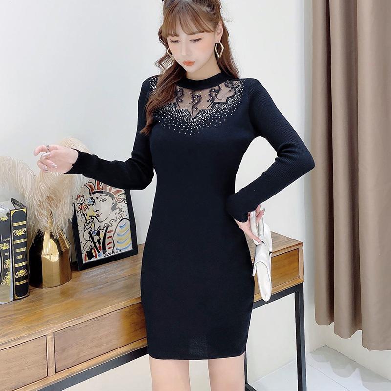 Autumn and Winter Long-sleeved Slim-fit Sweater Mid-length Fashion Fashionable Dress