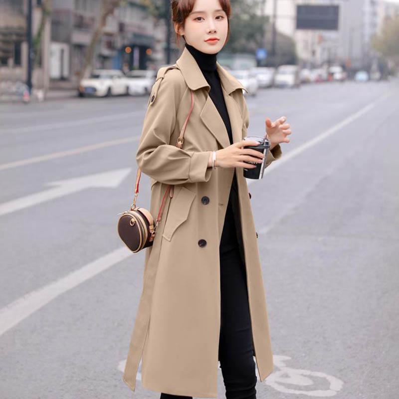 Lining Windbreaker Women's Mid-length Spring and Autumn New Coat All-match Loose Casual Thin Coat