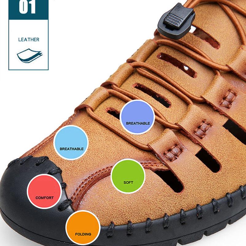 Men's Shoes Mens Sandals Summer High Quality Leather Casual Shoes Men Beach Sandals Sandalias Hombre