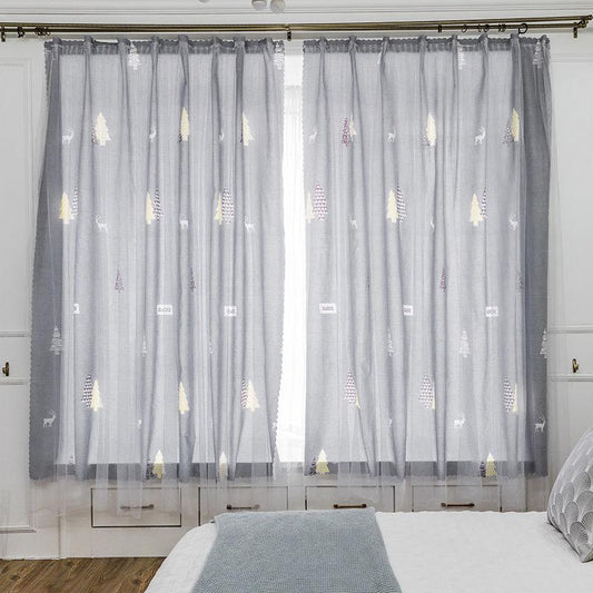 Simple Velcro Shading Curtain Bedroom Rental Room Balcony Window Shading Cloth Curtain Gauze