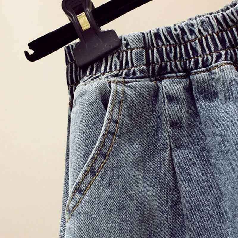 Denim Shorts Women's High Waist Wide Leg A-line All-match Large Size Thin Elastic Waist Loose