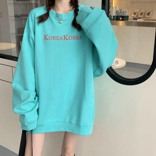 Spring and Autumn Loose Blouse Female Students All-match Hoodless Thin Sweater Long Sleeves