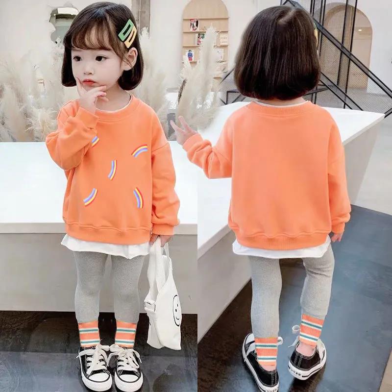 2021 Baby Girl Spring Children's Clothing 0-4 Years Old Two-piece Cartoon Cute Long-sleeved Suit Autumn Trousers