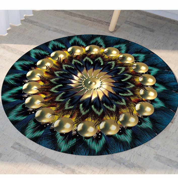 Round Thick Carpet for Living Room Children Bed Room Floor Carpets Home Decor 3d Printed Rugs Anti-slip Mat