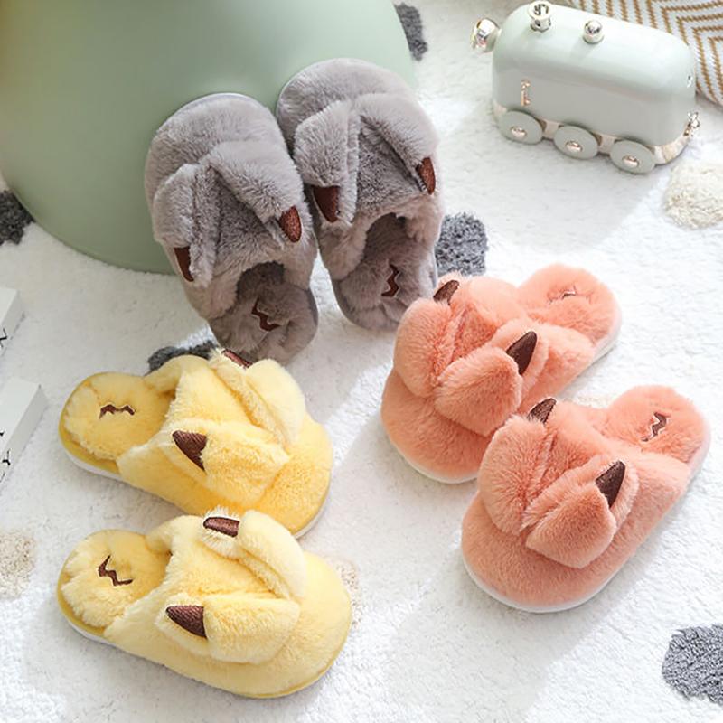 Children's Cotton Slippers Packed Heel and Velvet Warm Home Shoes Winter Plush Slippers