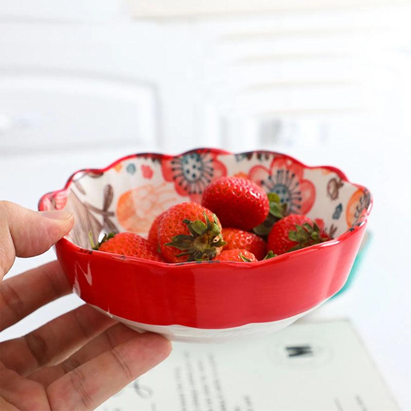 Japanese Tableware Ceramic Fruit Salad Bowl Cute Children Dessert Bowl Eating Bowl Home Creative Girl Heart Tableware