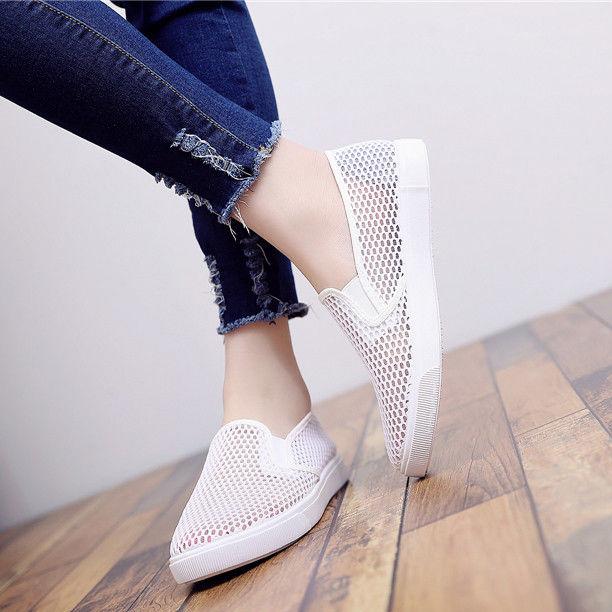 Women Summer Single Breathable Shoes Soft Soled Flat Bottom Mesh Shoes Hollow Out Wear-resisting Antiskid Shoes