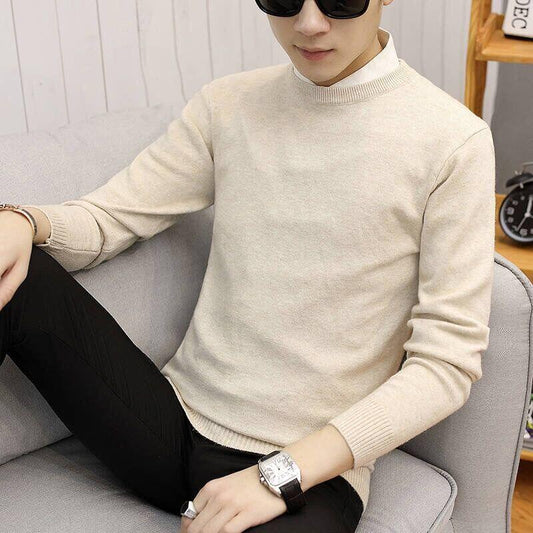 Warm Turtleneck Sweater Men Solid Knitted Mens Sweaters Casual Slim Pullover Male Double Collar Tops