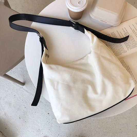 1Pcs Women Canvas Crossbody Bags Travel Casual Large Shoulder Simple Hobo Bags Adjustable Strap