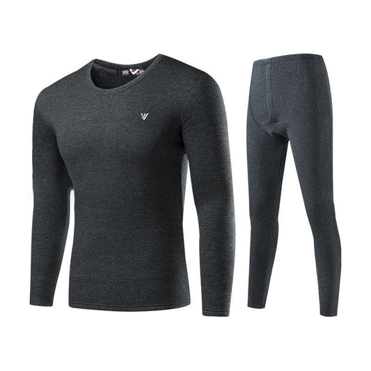 Men Winter Autumn Plus Velvet Thicken Thermal Underwear Tight Suit High Elasticity Wearable Comfortable Versatile Soft Lining Long Sleeve Breathable