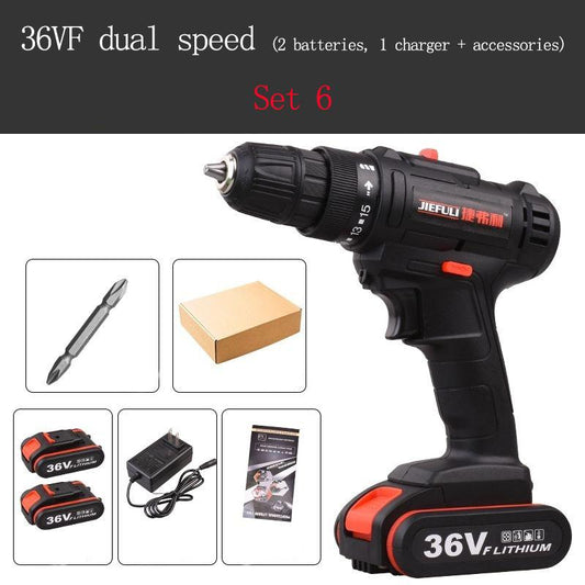 10 Styles High-power Electric Drill Multi-function Cordless Lithium Electric Drill 36V/48V Polishing and Grinding Machine with Two Batteries