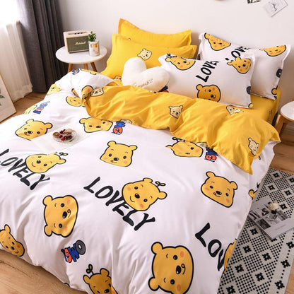 Bedding Set Leaf Printed Bed Linen Sheet Plaid Duvet Cover Single Double Queen King Quilt Covers Sets Bedclothes