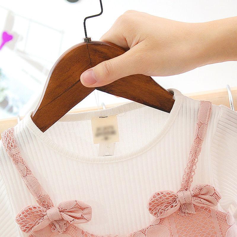 Children Dress Spring Summer O-neck Kids Clothing  Baby Girls Clothing Yarn Short Sleeve Dress Girl