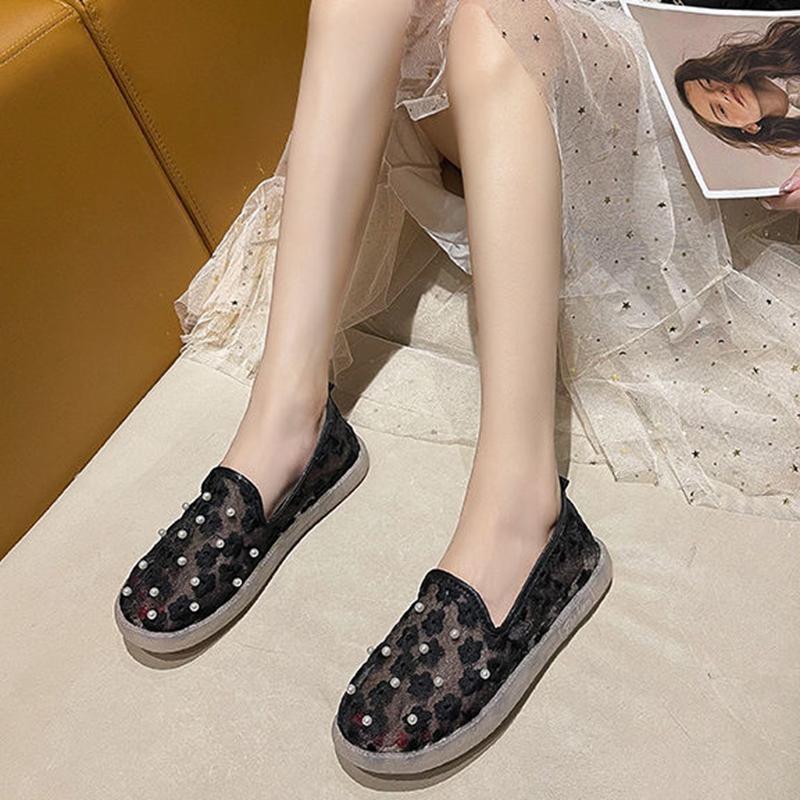 A Pedal Loafers Women Out Summer Flat Mesh Breathable Lazy Shoes Net Shoes Peas Shoes